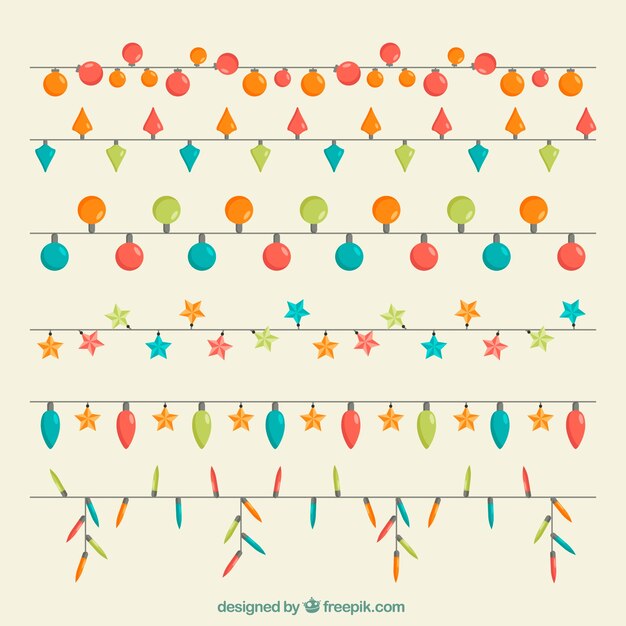 Pack de luces de navidad en diseño plano 