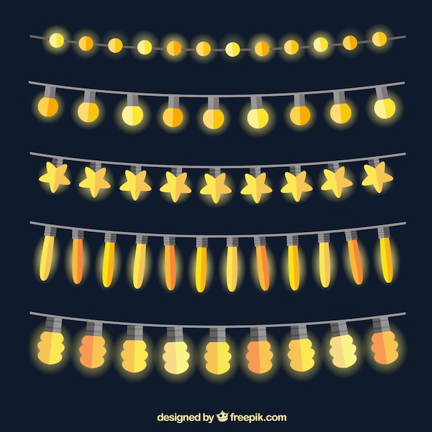 Vector gratuito pack de luces de navidad iluminadas