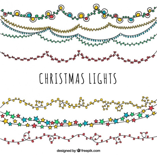 Pack de luces navideñas ornamentales dibujadas a mano
