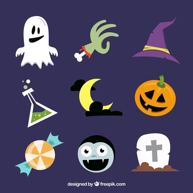Pack de luna y objetos de halloween
