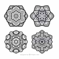 Vector gratuito pack de mandalas dibujados a mano