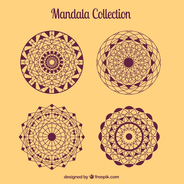 Vector gratuito pack de mandalas dibujados a mano