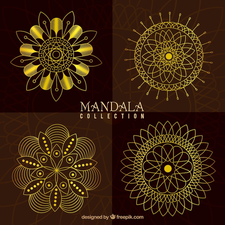 Vector gratuito pack de mandalas dorados