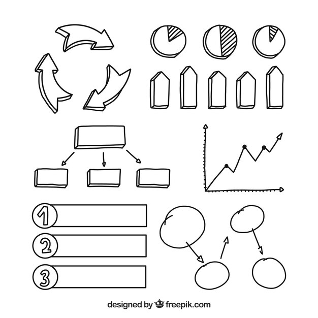 Pack a mano de elementos infográficos