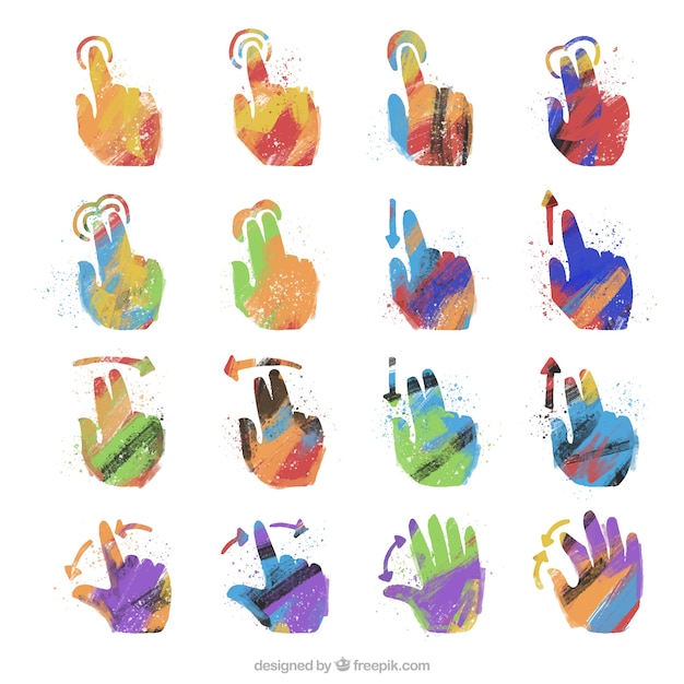 Vector gratuito pack de manos en diseño abstracto de lenguaje de signos