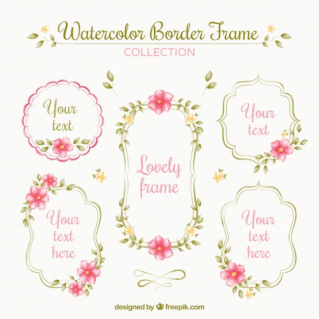 Vector gratuito pack de marcos de acuarela ornamentales con flores