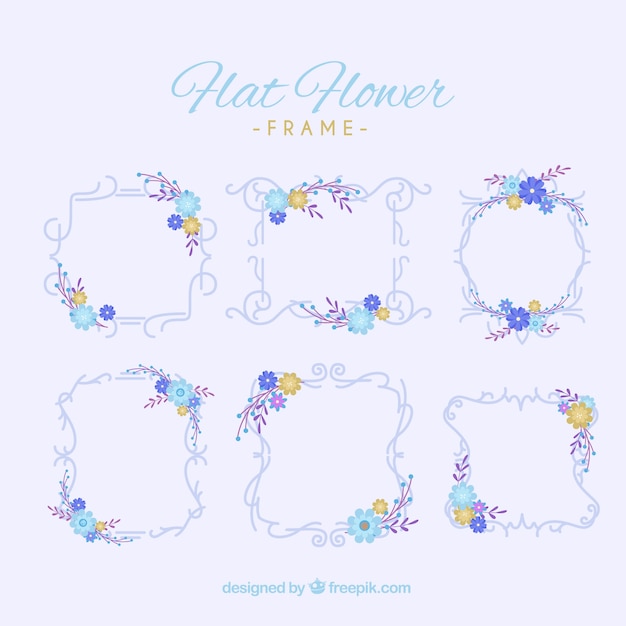 Pack de marcos florales con estilo retro