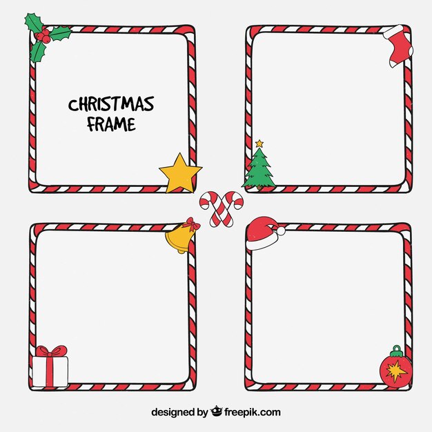 Pack de marcos navideños dibujados a mano 