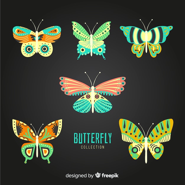 Vector gratuito pack mariposas decoradas