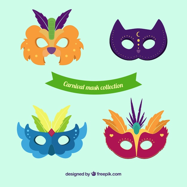 Vector gratuito pack de máscaras de carnaval elegantes