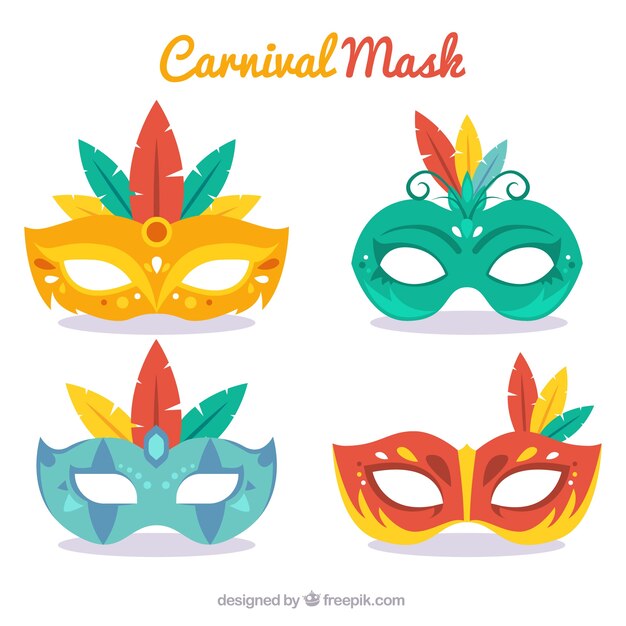 Pack de máscaras elegantes en diseño plano 