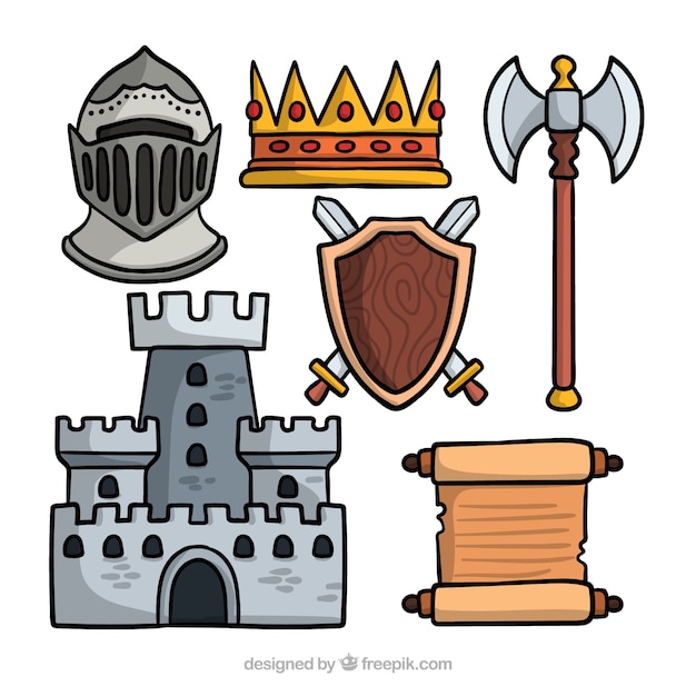Pack medieval dibujado a mano