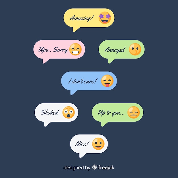 Vector gratuito pack de mensajes con emojis