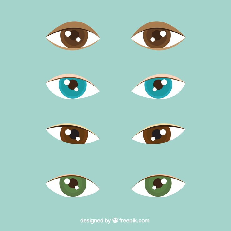 Vector gratuito pack de miradas con diferentes rasgos