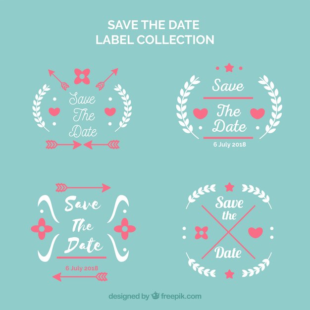 Pack modern de etiquetas de boda con estilo adorable