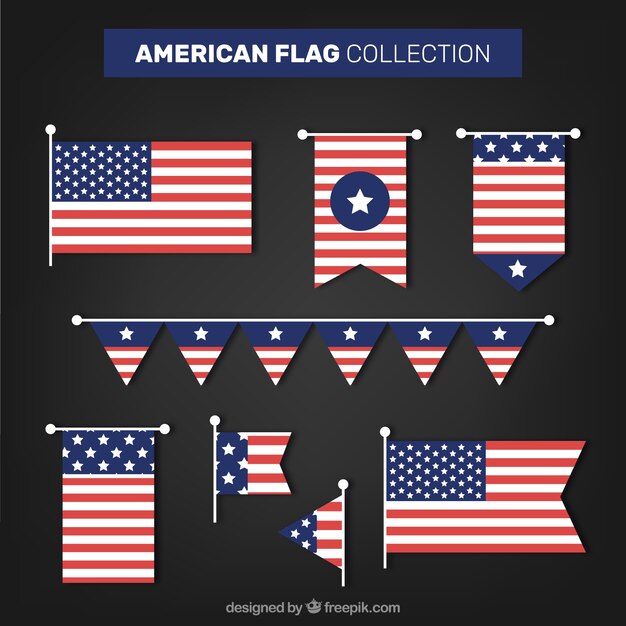 Pack moderno de banderas americanas
