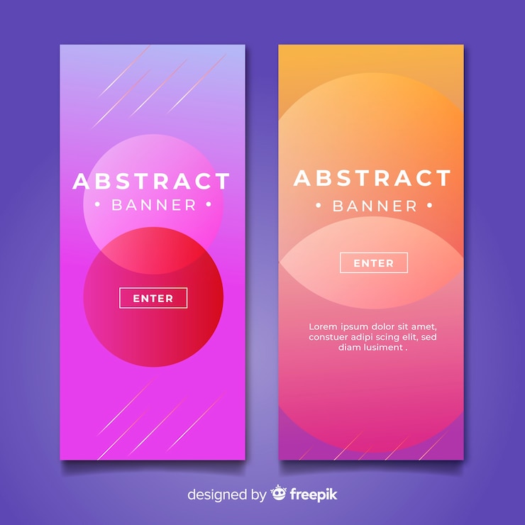 Vector gratuito pack moderno de banners abstractos con diseño plano