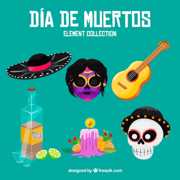 Vector gratuito pack moderno de elementos mexicanos