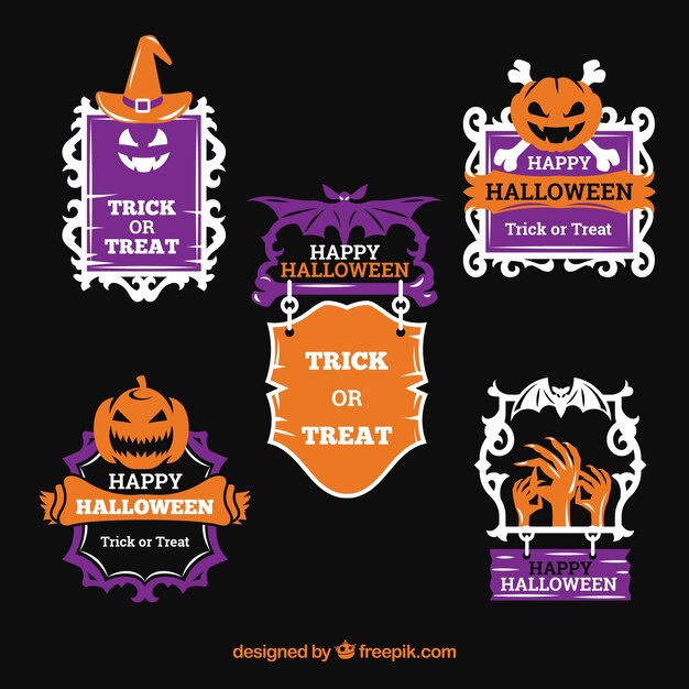 Pack moderno de etiquetas de halloween originales