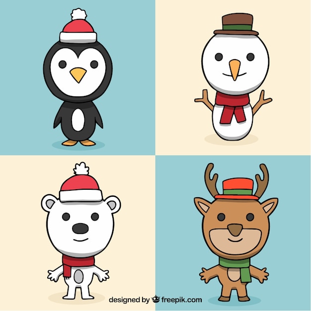 Pack moderno de personajes de navidad