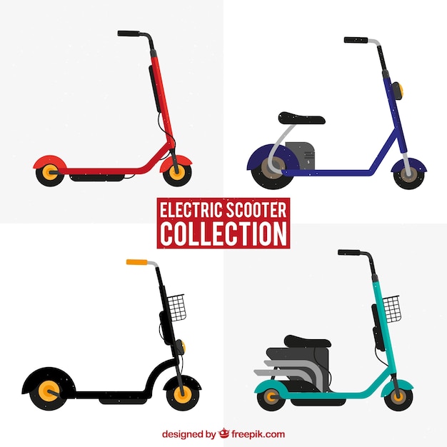 Vector gratuito pack moderno de scooters electrónicos