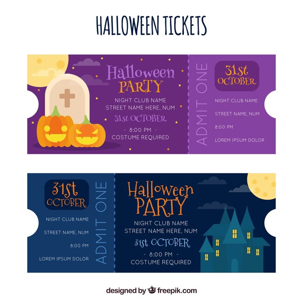 Pack moderno de tickets de halloween