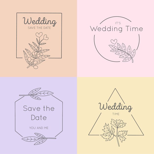 Pack de monogramas de boda en colores pastel
