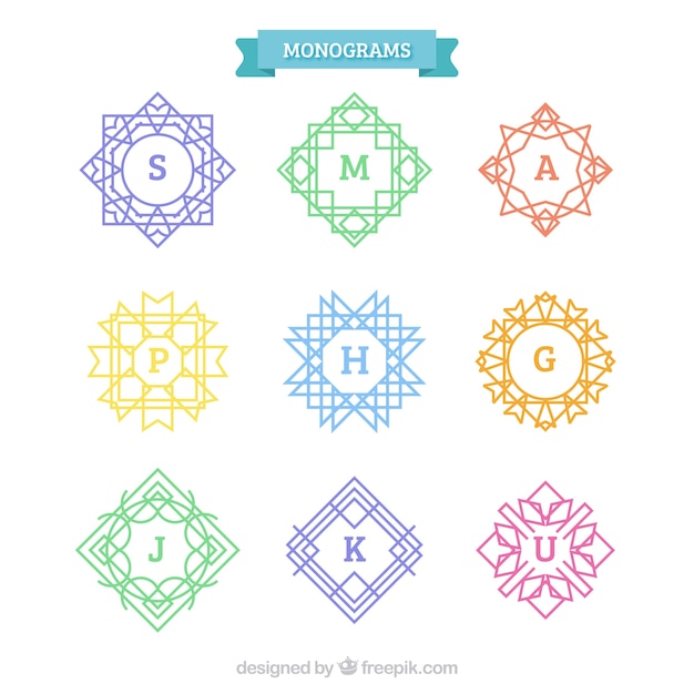 Pack de monogramas de colores