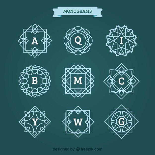 Pack de monogramas con líneas
