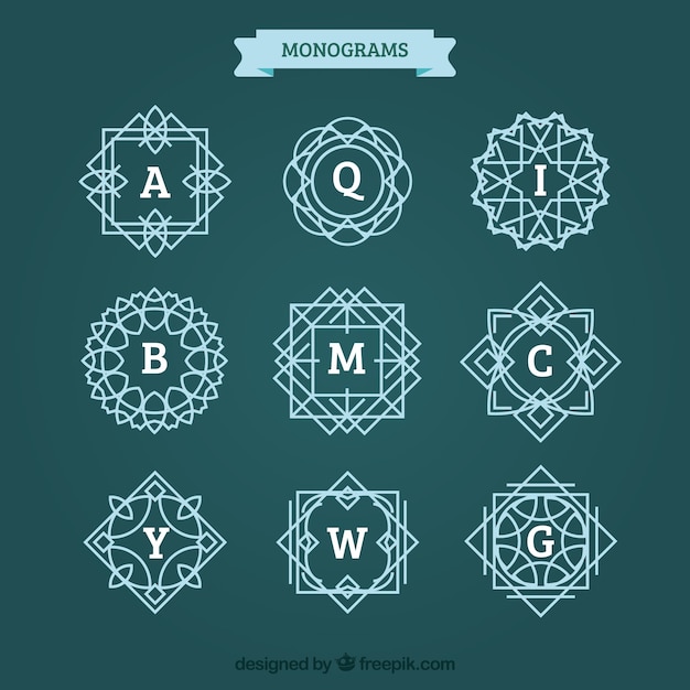 Pack de monogramas con líneas 