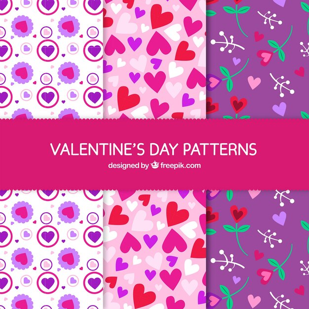 Pack morado de patrones para san valentin