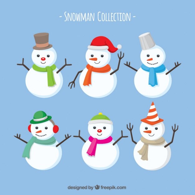 Pack de muñecos de nieve con bufanda y gorros 