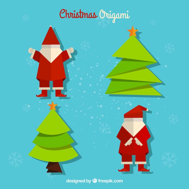 Vector gratuito pack navideño de origami