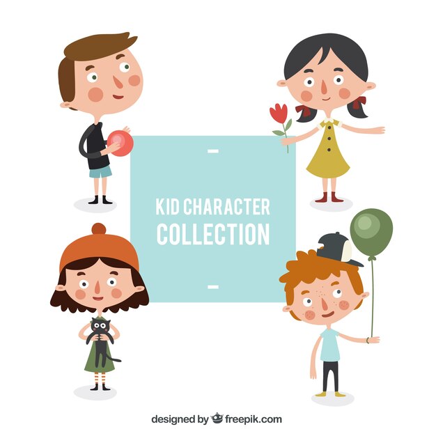 Pack de niños adorables con objetos