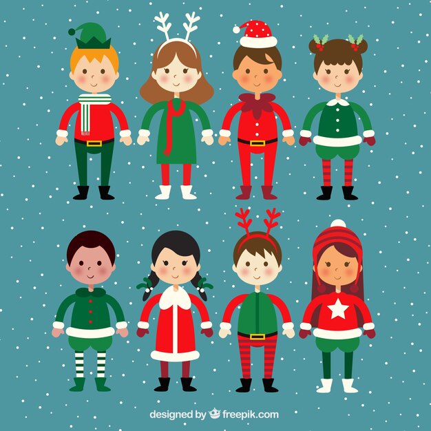 Pack de niños con disfraces navideños