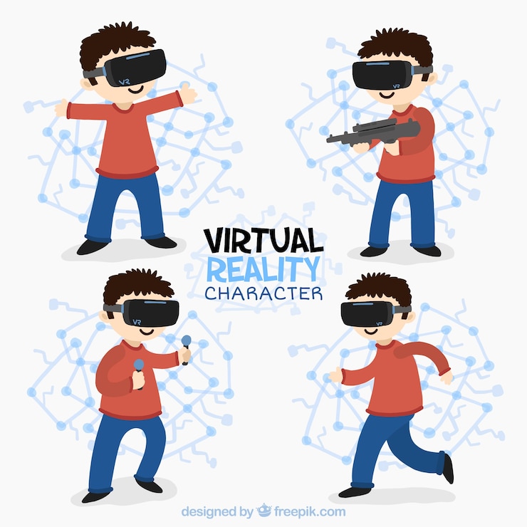 Vector gratuito pack de niños en mundos virtuales