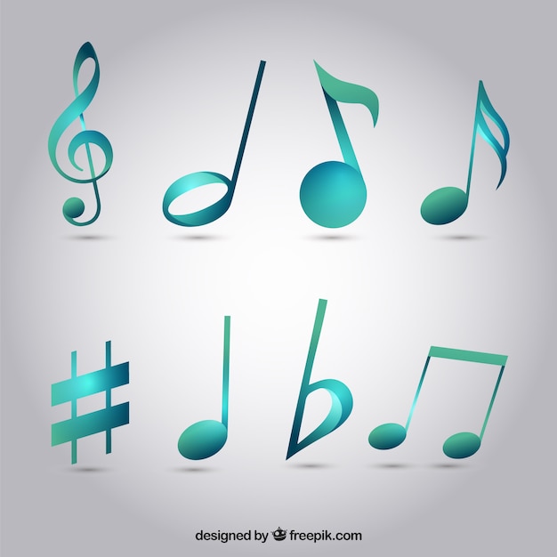 Pack de notas musicales de color azul