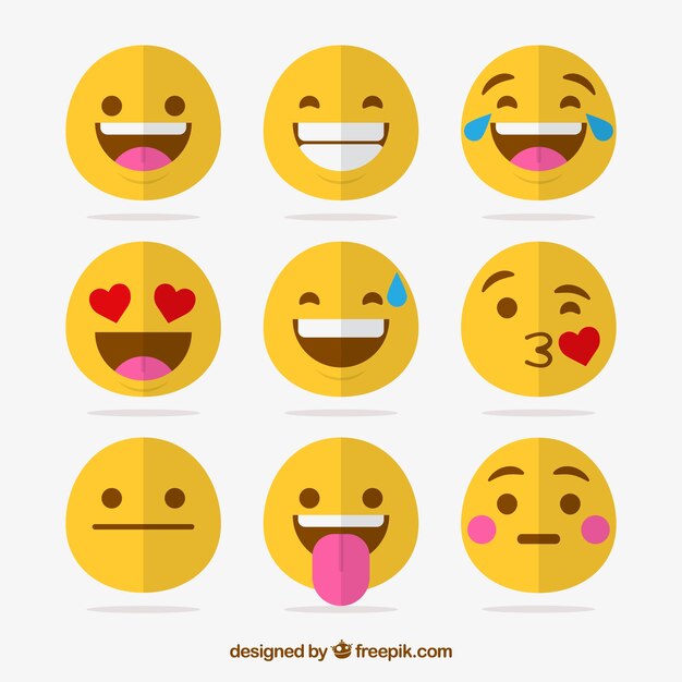 Pack de nueve emoticonos divertidos