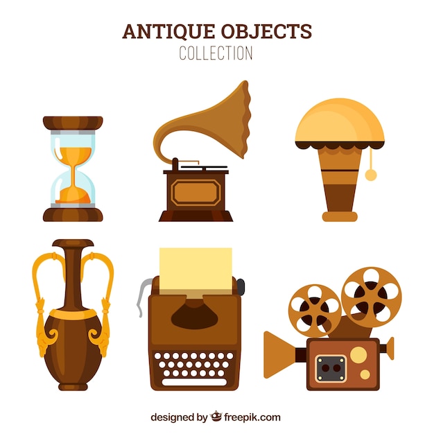 Pack de objetos antiguos en diseño plano | Vector Gratis Pack de objetos antiguos en diseño plano | Vector Gratis