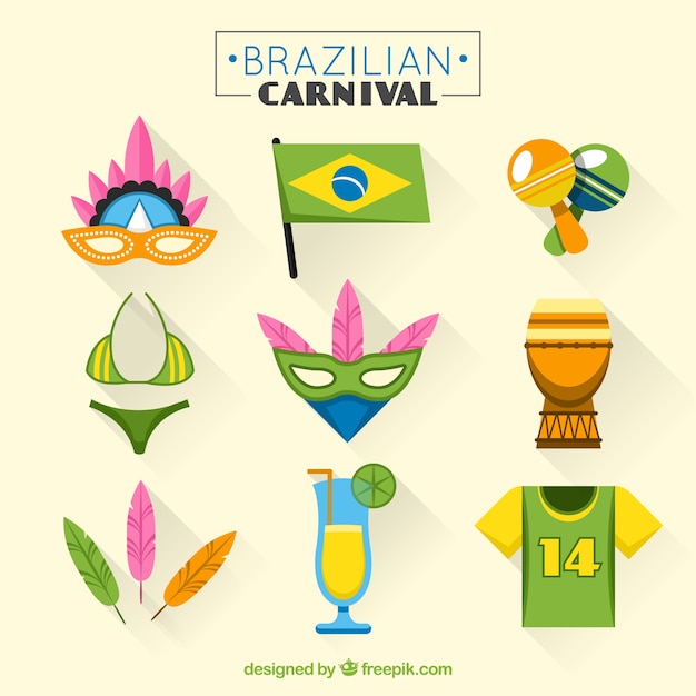 Pack de objetos de fiesta de carnaval de brasil 