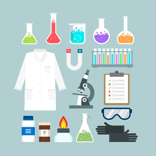 Pack de objetos de laboratorio de ciencias
