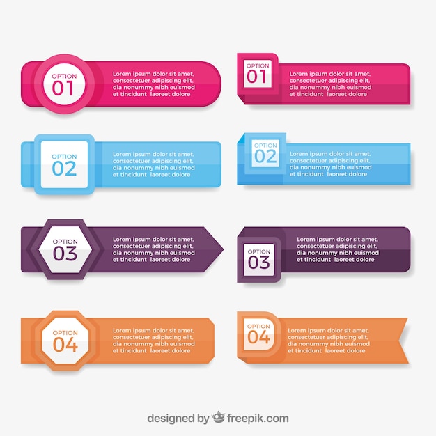 Pack de ocho banners infográficos con geniales diseños