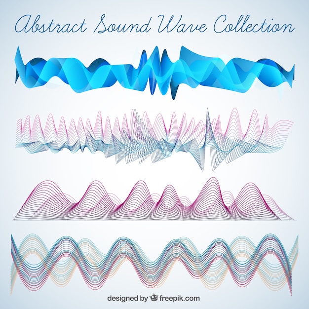 Vector gratuito pack de ondas sonoras abstractas