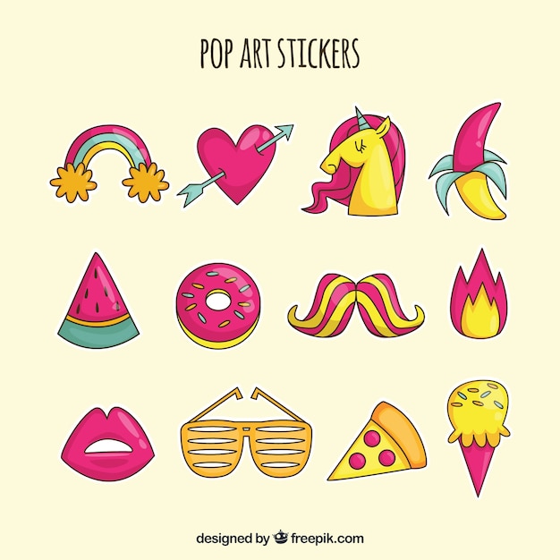 Vector gratuito pack original de stickers de pop art