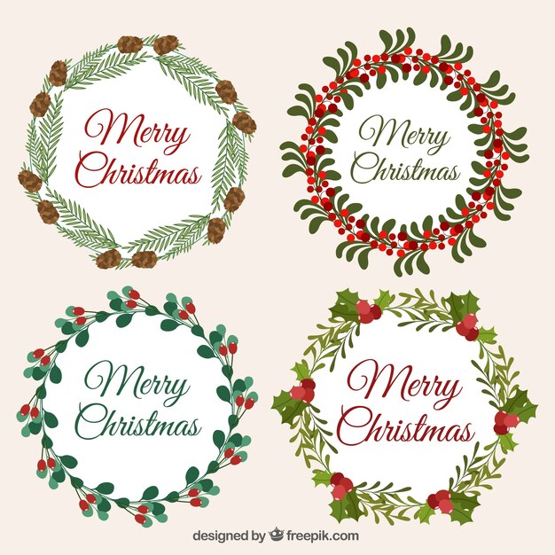Pack de ornamentales coronas navideñas