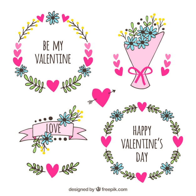 Pack de ornamentos florales para san valentín 
