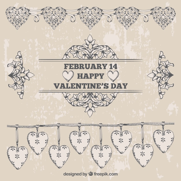 Vector gratuito pack de ornamentos vintage de valentine