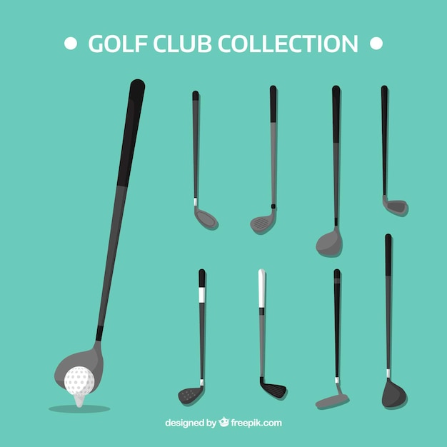 Vector gratuito pack de palos de golf de diferentes tipos