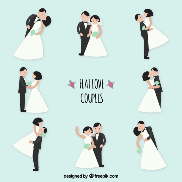 Pack de parejas enamoradas planas