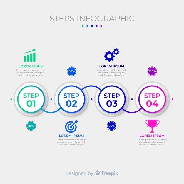 Pack de pasos de infografía coloridos